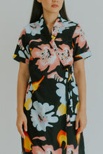 Load image into Gallery viewer, Yuzu Kimono Dress in Black Poppy